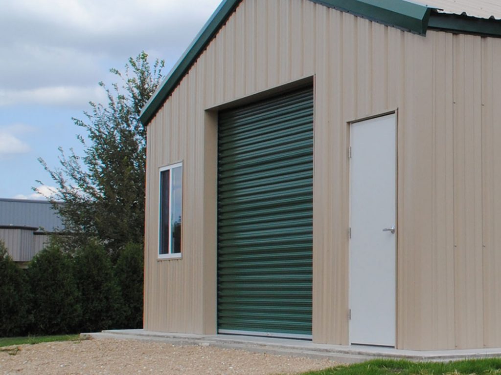 shed with TracRite roll up door