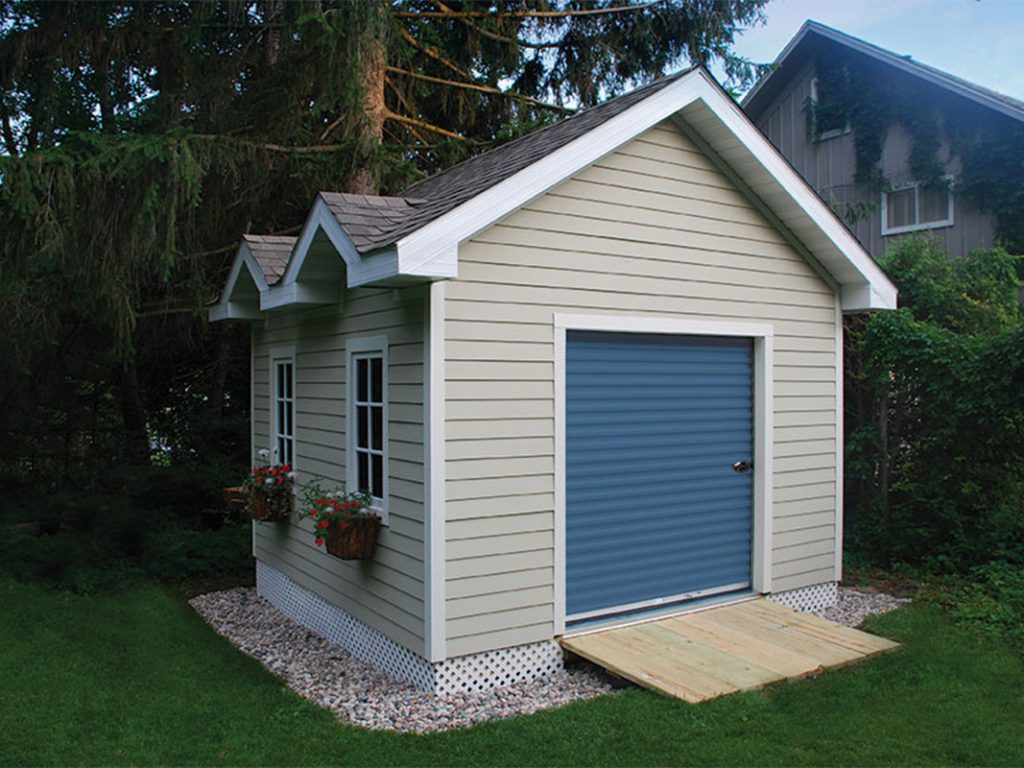 shed with TracRite roll up door